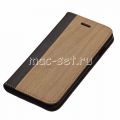 Чехол-книжка кожаный для Apple iPhone 6 [с деревянной вставкой] (дуб)