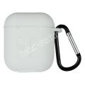 Чехол для наушников AirPods силиконовый с карабином (белый)