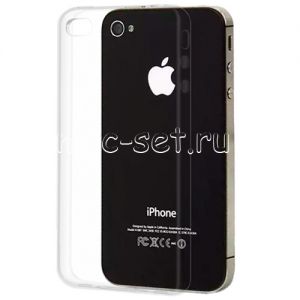 Чехол-накладка силиконовый для Apple iPhone 4 / 4S (прозрачный 1.0мм)