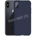Чехол-накладка силиконовый для Apple iPhone X / XS (синий 1.0мм) матовый