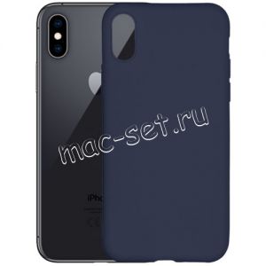 Чехол-накладка силиконовый для Apple iPhone X / XS (синий 1.0мм) матовый