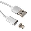 Дата-кабель для Apple Lightning 1м магнитный [плетеный] Red Line (серебристый)