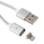 Дата-кабель для Apple Lightning 1м магнитный [плетеный] Red Line (серебристый)