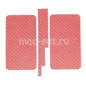 Виниловая наклейка "карбон" для Apple iPhone 4 / 4S [комплект] (красная)