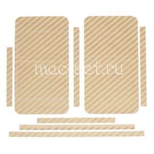 Виниловая наклейка "карбон" для Apple iPhone 4 / 4S [комплект] (золотистая)