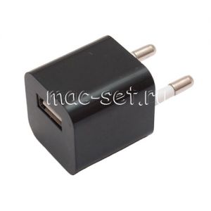Сетевое зарядное устройство 1xUSB 1000mA для Apple iPhone / iPod Мини куб (черное)