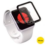 Защитное стекло 3D для Apple Watch 38 мм [изогнутое на весь экран] Red Line (черное)
