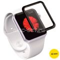 Защитное стекло 3D для Apple Watch 42мм [изогнутое на весь экран] Red Line (черное)