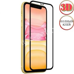 Защитное стекло 3D для Apple iPhone 11 [изогнутое клеится на весь экран] Red Line (черное)