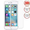 Защитное стекло 3D для Apple iPhone 6 / 6S [клеится на весь экран] с силиконовой рамкой (белое)