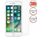 Защитное стекло 3D для Apple iPhone 7 / 8 [клеится на весь экран] с силиконовой рамкой (белое)