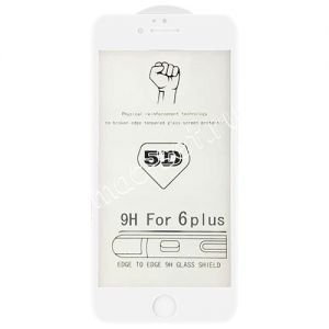 Защитное стекло 3D для Apple iPhone 6 Plus / 6S Plus [изогнутое клеится на весь экран] (белое)