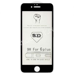 Защитное стекло 3D для Apple iPhone 6 Plus / 6S Plus [изогнутое клеится на весь экран] (черное)