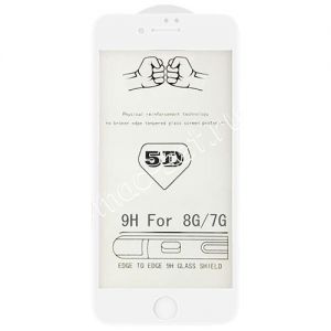Защитное стекло 3D для Apple iPhone 7 / 8 [изогнутое клеится на весь экран] (белое)