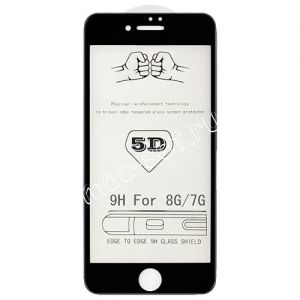 Защитное стекло 3D для Apple iPhone 7 / 8 [изогнутое клеится на весь экран] (черное)
