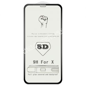 Защитное стекло 3D для Apple iPhone X / XS [изогнутое клеится на весь экран] (черное)