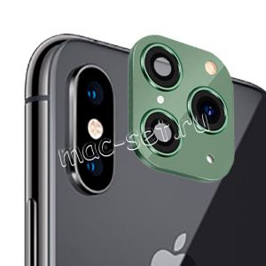 Защитное стекло для камеры Apple iPhone X / XS [дизайн под iPhone 11 Pro] (зеленое)