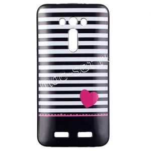 Чехол-накладка силиконовый для ASUS ZenFone 2 Laser ZE550KL с принтом (Полосы и Сердце)