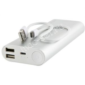 Внешний аккумулятор 10000 mAh [2 USB 1000/2100mA] Red Line H16 (серебристый)