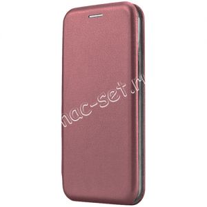 Чехол-книжка кожаный для Huawei P Smart (2019) (темно-красный) Fashion Case