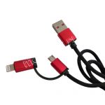 Дата-кабель для Apple Lightning / microUSB 1м [плетеный] Red Line LX01 (черный/красный)