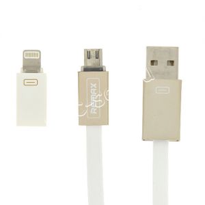 Дата-кабель для Apple Lightning / microUSB 1м [плоский] Remax Shadow RC-026t (белый)