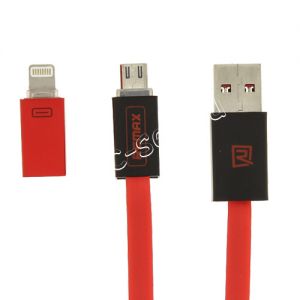 Дата-кабель для Apple Lightning / microUSB 1м [плоский] Remax Shadow RC-026t (красный)