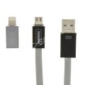 Дата-кабель для Apple Lightning / microUSB 1м [плоский] Remax Shadow RC-026t (серый)