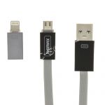 Дата-кабель для Apple Lightning / microUSB 1м [плоский] Remax Shadow RC-026t (серый)