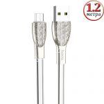 Дата-кабель microUSB 1.2м [силиконовый плоский] HOCO U52 Bright (серебристый)
