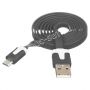 Дата-кабель microUSB 1м [плоский] Red Line Lite (черный)