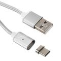 Дата-кабель USB Type-C 1м магнитный [плетеный] Red Line (серебристый)
