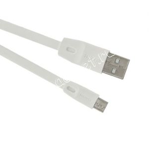 Дата-кабель microUSB 1м [плоский] Remax Full Speed Fast Charging RC-001m (белый)