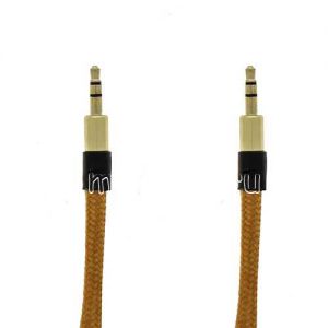 Кабель аудио Jack 3.5 (M) - Jack 3.5 (M) 3 метра [плетеный плоский] (коричневый)