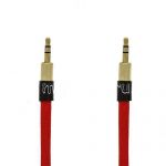 Кабель аудио Jack 3.5 (M) - Jack 3.5 (M) 3 метра [плетеный плоский] (красный)