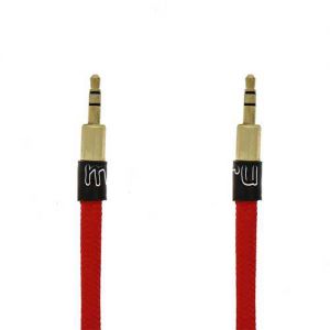 Кабель аудио Jack 3.5 (M) - Jack 3.5 (M) 3 метра [плетеный плоский] (красный)