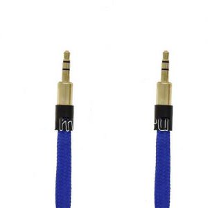 Кабель аудио Jack 3.5 (M) - Jack 3.5 (M) 3 метра [плетеный плоский] (синий)