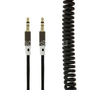 Кабель аудио Jack 3.5 (M) - Jack 3.5 (M) 1 метр [пружина] (черный)