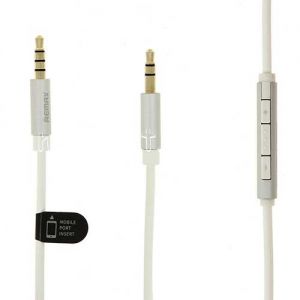 Кабель аудио Remax S120 Jack 3.5 (M) - Jack 3.5 (M) 1 метр с регулировкой громкости (белый)