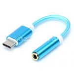 Кабель-переходник для наушников Jack 3.5 мм - USB Type-C [плетеный] (голубой)