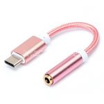 Кабель-переходник для наушников Jack 3.5 мм - USB Type-C [плетеный] (розовый)
