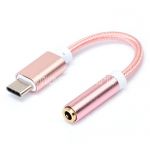 Кабель-переходник для наушников Jack 3.5 мм - USB Type-C [плетеный] (светло-розовый)
