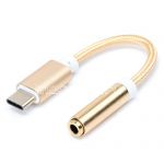 Кабель-переходник для наушников Jack 3.5 мм - USB Type-C [плетеный] (золотистый)
