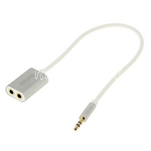 Кабель-разветвитель для наушников 3.5mm (m) - 2 х 3.5mm (f) Remax RL-20S (серебристый)