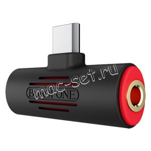Переходник USB Type-C - Jack 3.5мм + USB Type-C (черный) Borofone BV8