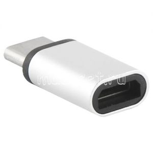 Переходник microUSB - USB Type-C (серебристый) Red Line