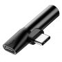 Переходник для наушников USB Type-C - Jack 3.5мм + USB Type-C (черный) Baseus CATL41-01