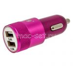 Автомобильное зарядное устройство 2xUSB 2400mA Ainy EB-018J (розовое)