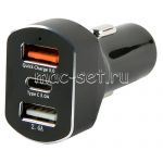 Автомобильное зарядное устройство 2xUSB + Type-C Red Line APD-3A (черное)