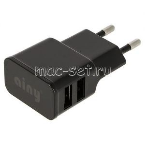 Сетевое зарядное устройство 2xUSB 2100mA Ainy EA-031A (черное)